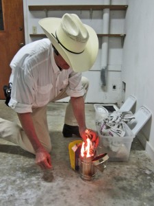 IMG_1272 LIGHTING THE SMOKER Africanized European Honeybee (Apis mellifera), Lighting the Smoker; East-central Austin, Texas--06.14.10