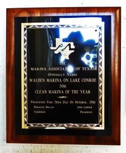 Walden Marina 2011 Clean Texas Marina of the year Award