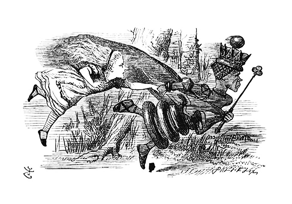 Sir John Tenniel’s drawing of Alice and the Red Queen Running | Bugs In ...